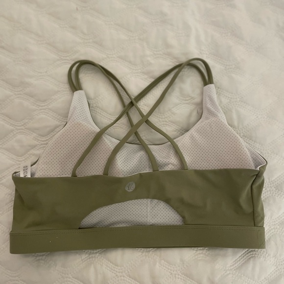 sports bra criss cross dusty green mesh high/medium impact size L - Picture 3 of 6
